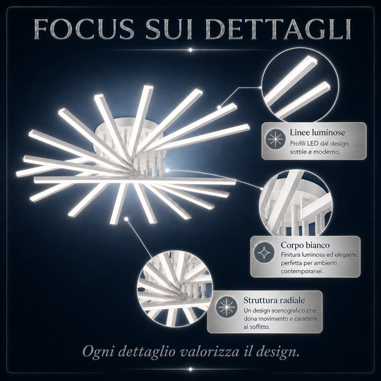 Pulsar - Lampadario Led a Plafoniera 5500LM 55W 120cm