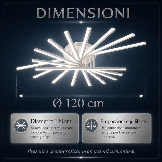 Pulsar - Lampadario Led a Plafoniera 5500LM 55W 120cm