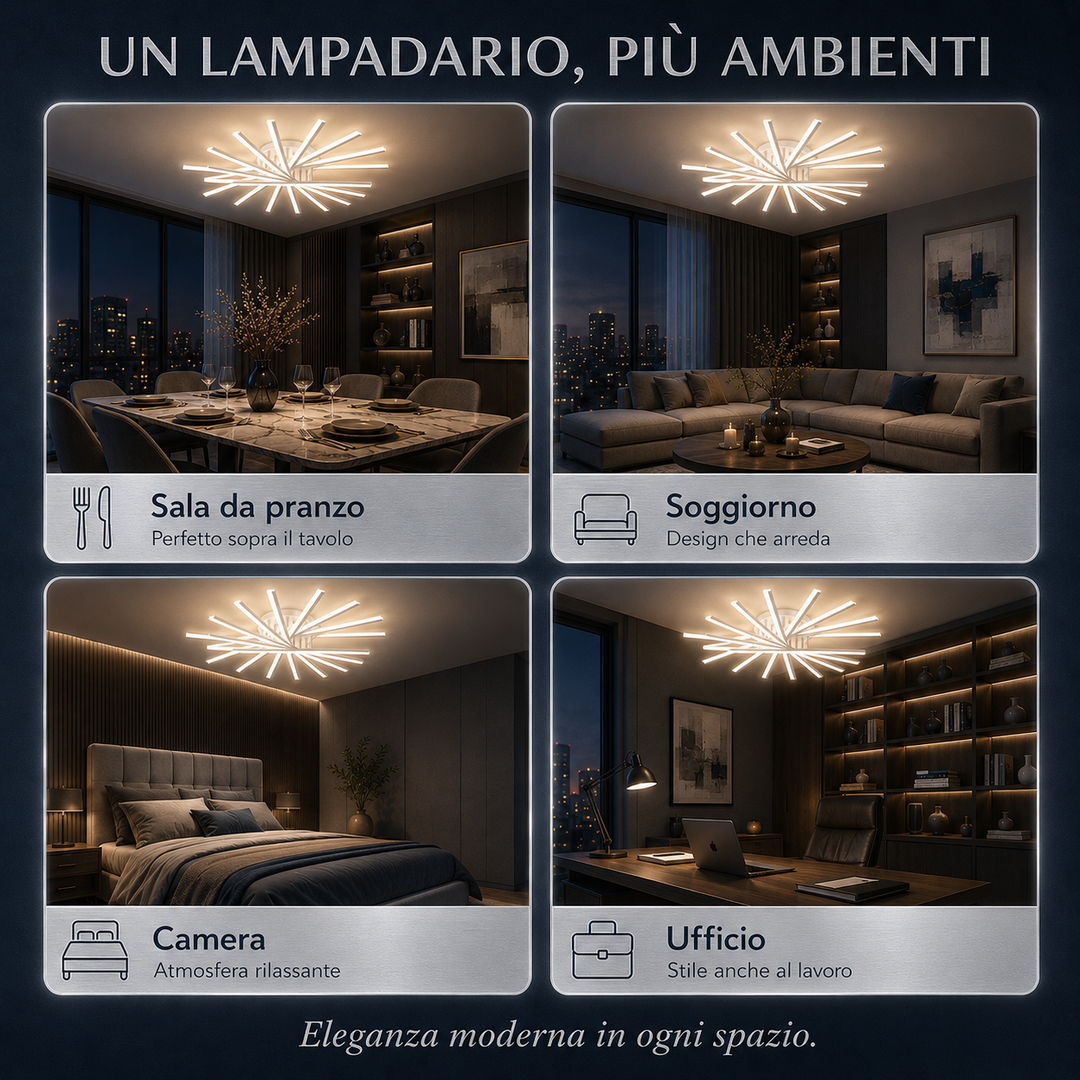 Pulsar - Lampadario Led a Plafoniera 5500LM 55W 120cm