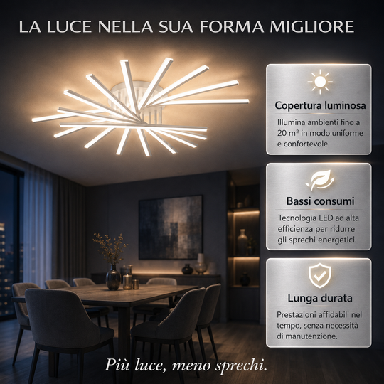 Pulsar - Lampadario Led a Plafoniera 5500LM 55W 120cm