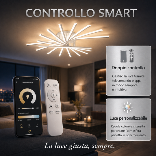 Pulsar - Lampadario Led a Plafoniera 5500LM 55W 120cm
