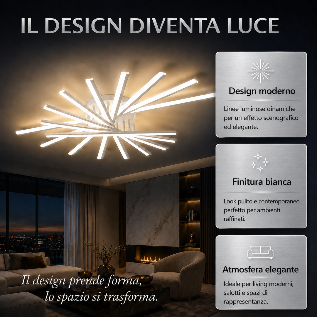 Pulsar - Lampadario Led a Plafoniera 5500LM 55W 120cm