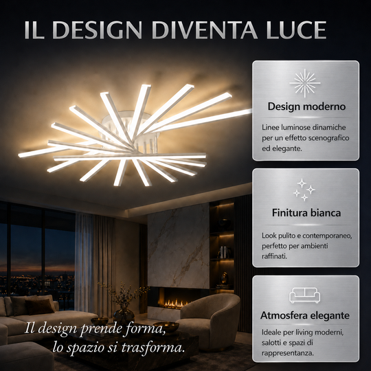Pulsar - Lampadario Led a Plafoniera 5500LM 55W 120cm