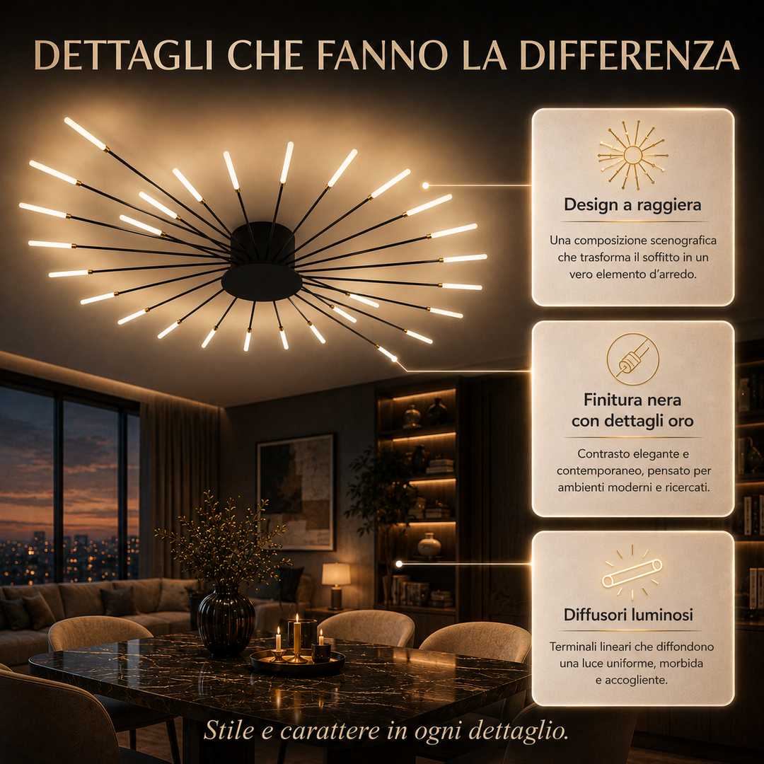 Aurelia - Lampadario Led a Plafoniera 4000LM 360W 100cm
