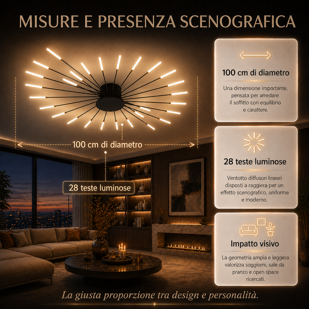 Aurelia - Lampadario Led a Plafoniera 4000LM 360W 100cm
