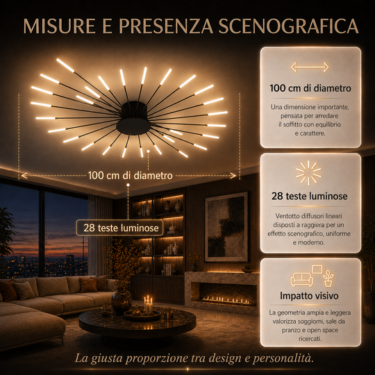 Aurelia - Lampadario Led a Plafoniera 4000LM 360W 100cm
