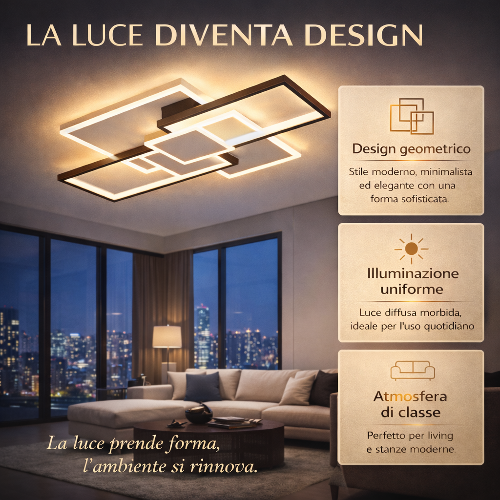 Rhea - Lampadario Led a Plafoniera 8000LM 100W 110cm