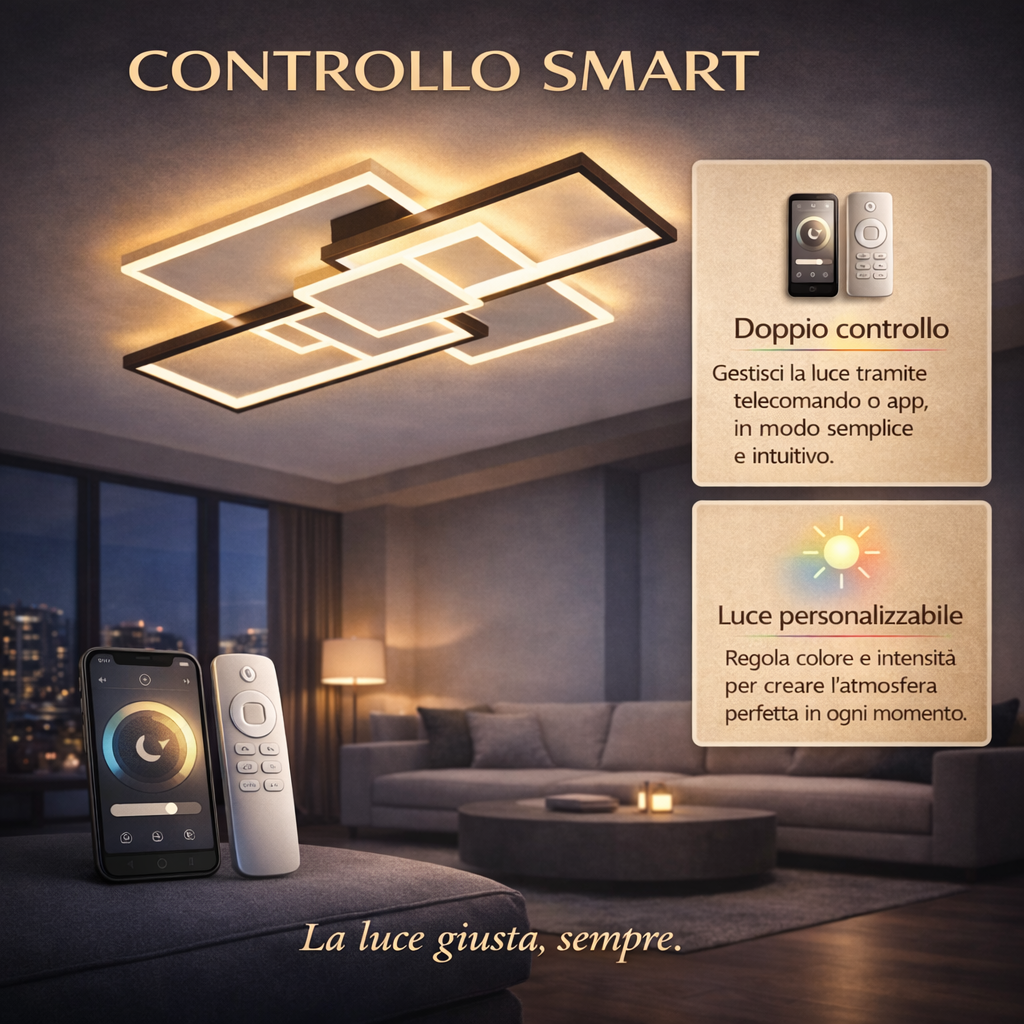 Rhea - Lampadario Led a Plafoniera 8000LM 100W 110cm