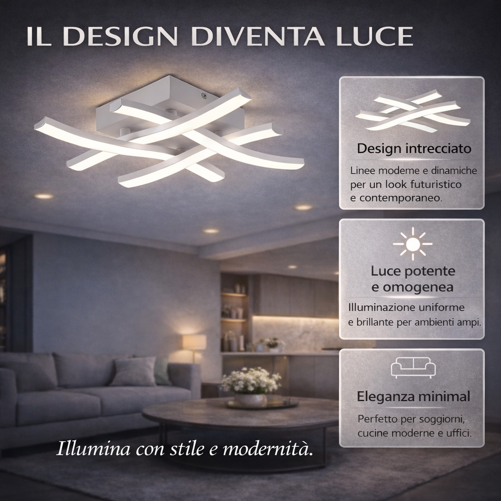 Astra - Lampadario Led a Plafoniera 2400LM 24W 48cm