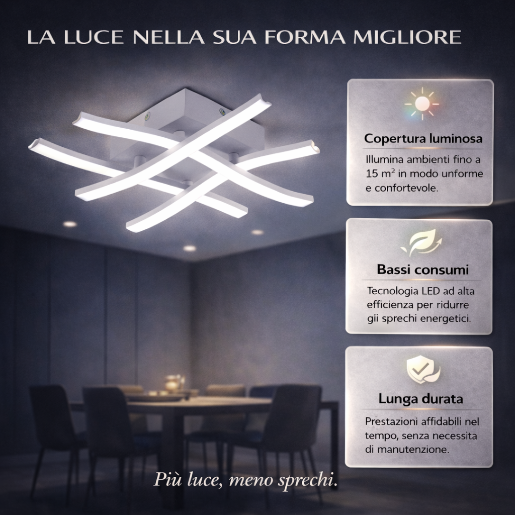 Astra - Lampadario Led a Plafoniera 2400LM 24W 48cm